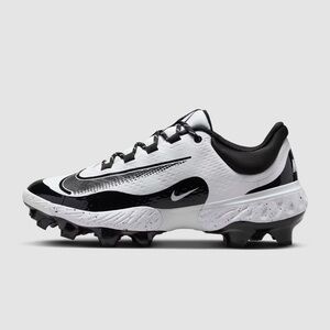 Nike Men's Alpha Huarache Elite 4 Low MCS Baseball Cleats White/Black Size 15